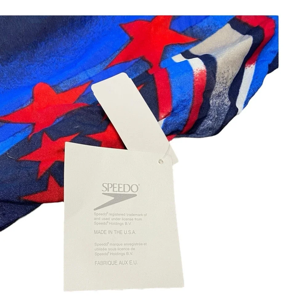 VTG 90s Speedo One-Piece Stars Swimsuit Retro 80s‎ Graphic USA Sz 14 (38) NWT!